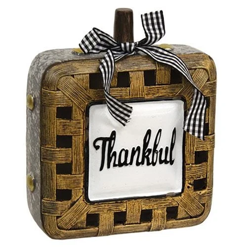 Resin Woven Basket Look Square Pumpkin - 4 Resin Woven Basket Look Square Pumpkin - - Image 2