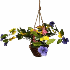 Trailing Pansy Flowers In 8" Hanging Bamboo Basket - -Christmas Decoration Store ajpkmlsy1vgjlxbjwhrr