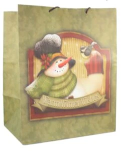 Matte Finish Deluxe Gift Bag - Snowman With Birds - Jumbo -Christmas Decoration Store b5tjwfg43seaigg0frel