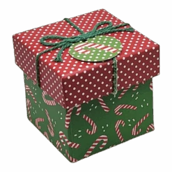 Gift Box Cube For Gift Cards - 3" X 3" - Candy Canes