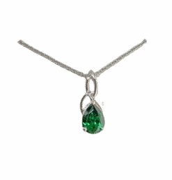 Sterling Silver Cz Emerald Trinity Necklace