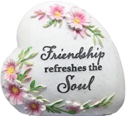 Resin Inspirational Heart Stone - Friendship Refreshes The Soul