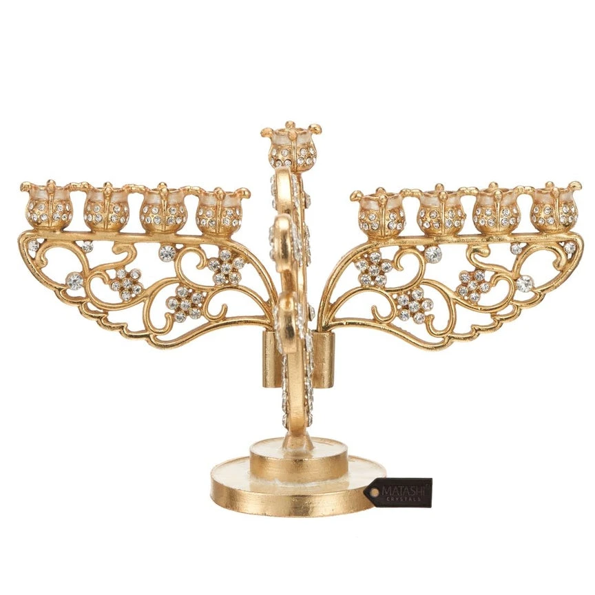 Gold Painted Dove Candelabra With Crystal 4 Gold Painted Dove Candelabra With Crystal - Image 2