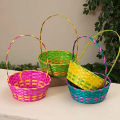 Large Bamboo Easter Basket With Wrapped Handle - Blue -Christmas Decoration Store cbedtjpxv73sxsjjuz4z