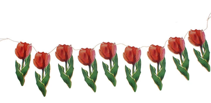 Wooden Tulip Garland - Red 3 Wooden Tulip Garland - Red