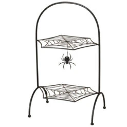 Metal Spiderweb 2-Tier Serving Tray - 20 Inches Tall
