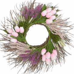 Tulip Heather Wreath On Natural Twig Base