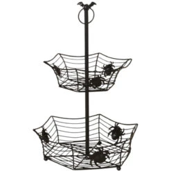 Metal Two Tier Spider Web Tray - 17 Inches Tall