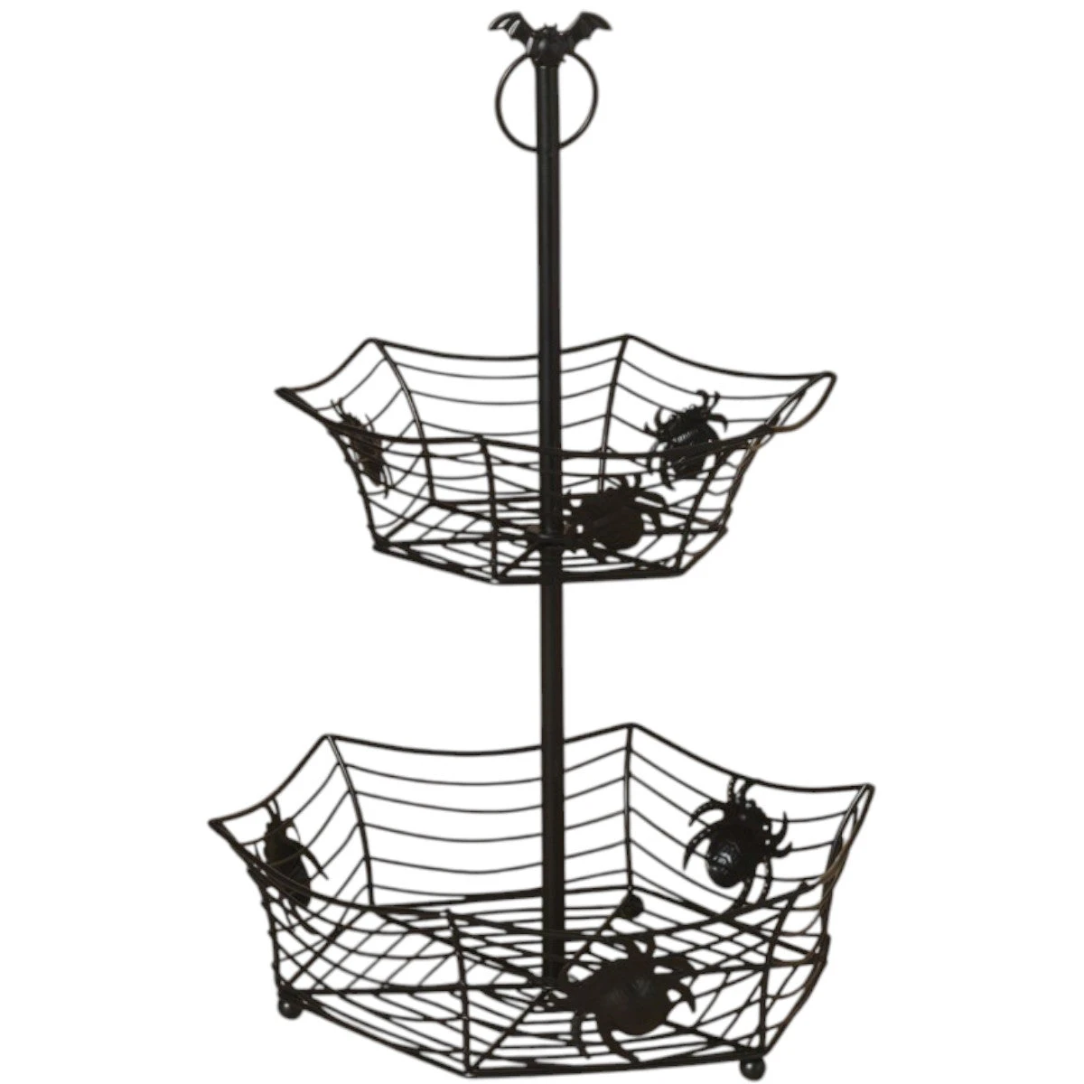 Metal Two Tier Spider Web Tray - 17 Inches Tall 3 Metal Two Tier Spider Web Tray - 17 Inches Tall