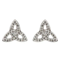 Sterling Silver White Swarovski Crystal Trinity Earrings