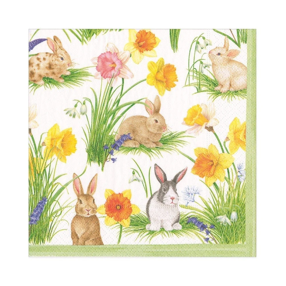 Bunnies And Daffodils - Lunch Napkin 3 Bunnies And Daffodils - Lunch Napkin