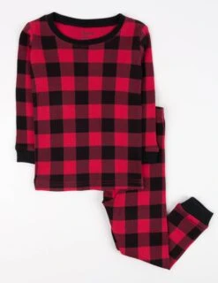 Kids Two Piece Cotton Pajamas Black And Red Plaid - -Christmas Decoration Store fxvu94utvdwcvqvdfsqb