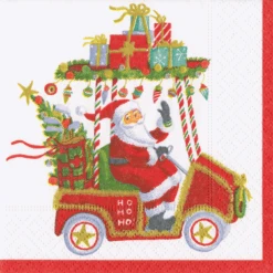 Santas Golf Cart Cocktail Napkin -Christmas Decoration Store gj1spnfmukim9gcpjtbz