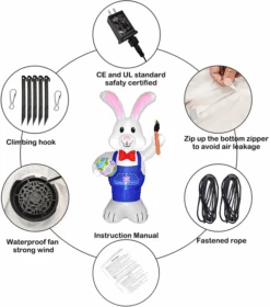 Easter Bunny Lighted Inflatable Blow Up - 5.9 Feet Tall -Christmas Decoration Store gphrqh6sutxqwuk2pjwv