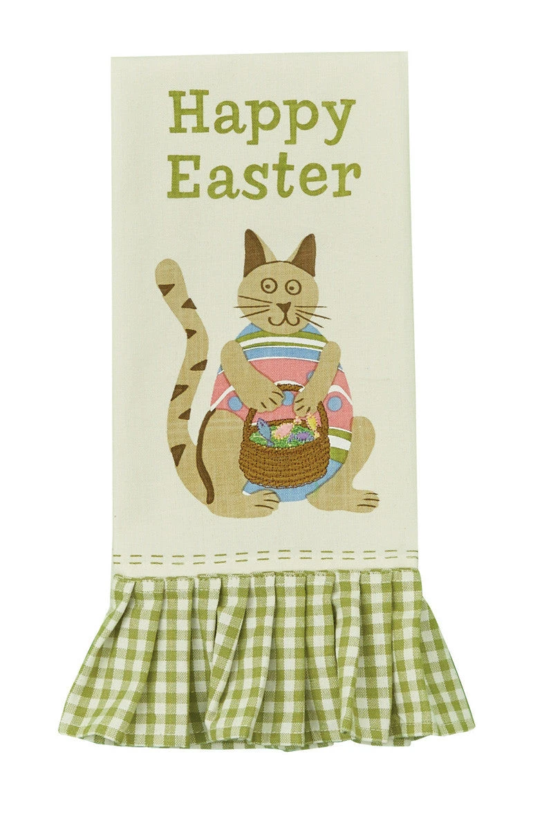 Easter Cat Embroidered Printed Dishtowel 3 Easter Cat Embroidered Printed Dishtowel