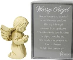 Roman Worry Angel Figurine With Prayer Message