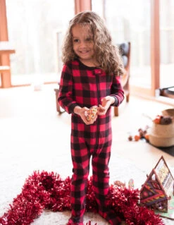 Kids Footed Cotton Pajama Black And Red Plaid - -Christmas Decoration Store i0uyhkuqhextfewcxab2
