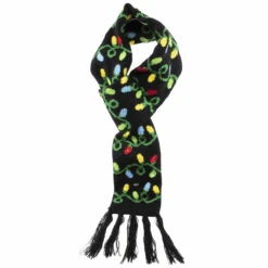 Kurt Adler Battery-Operated LED Christmas Knit Scarf - Black