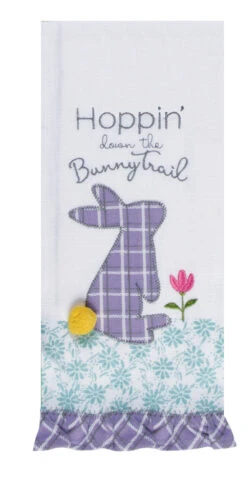 Spring Bunny Bunny Trail Applique Tea Towel