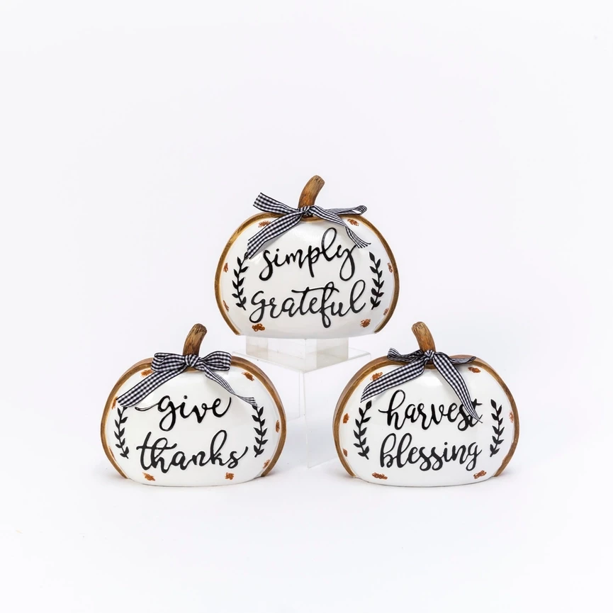 Harvest Sign Pumpkin With Bow - 3 Harvest Sign Pumpkin With Bow -