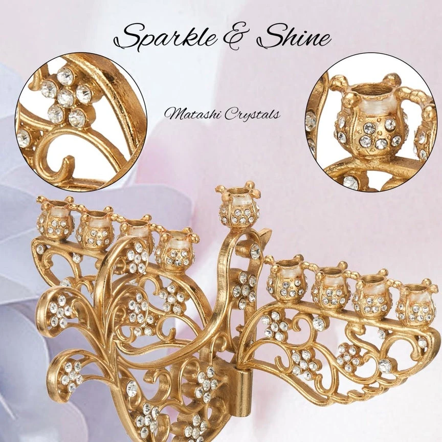 Gold Painted Dove Candelabra With Crystal 6 Gold Painted Dove Candelabra With Crystal - Image 4