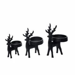 Iron Matte Black Reindeer Candle Holder 3 Piece Set -Christmas Decoration Store jmdeu38qjxmgshjjx0f3