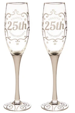 Evergreen 25th Anniversary Champagne Flutes - Set Of 2 -Christmas Decoration Store jo5dvuyabcwffjiodtn7