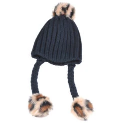 AMSCAN Knitted Hats With Poms - Black