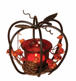 Metal Apple With Glass Candle Holder
