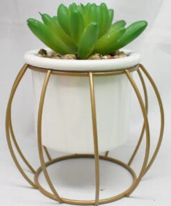 Potted Artificial Succulent With Metal Stand - -Christmas Decoration Store llzzs2teivmitd07jc5f