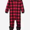 Kids Footed Cotton Pajama Black And Red Plaid - -Christmas Decoration Store lmg8gu0dasz465fz6yl4
