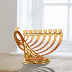Matashi Hand-Painted Enamel Red Menorah Candelabra -Christmas Decoration Store lsths683b6lpm33l1nyr