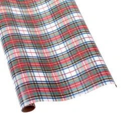 Dress Stewart Tartan Reversible Gift Wrapping Paper In White - 30" X 8' Roll