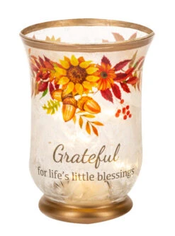 Harvest Lighted Hurricane Lamp - Grateful For Life's Little Blessings