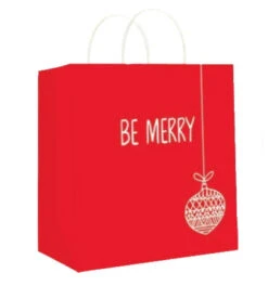 Kraft Jumbo Square Christmas Gift Bag - Be Merry