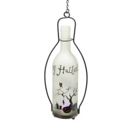 Color Changing Lighted Frosted Glass Halloween Bottle - Graveyard
