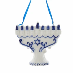 Kurt Adler Porcelain Hanukkah Ornament - Menorah