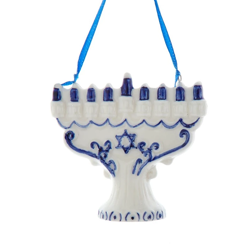 Kurt Adler Porcelain Hanukkah Ornament - Menorah 3 Kurt Adler Porcelain Hanukkah Ornament - Menorah