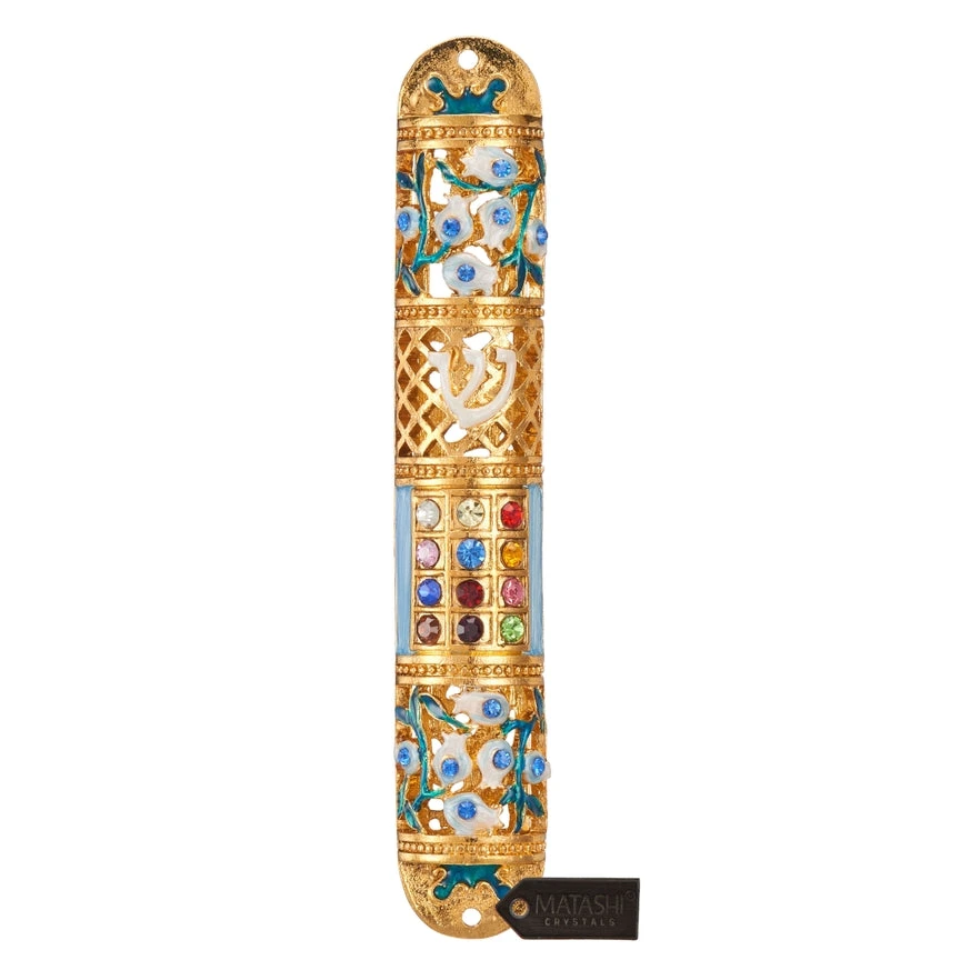 Hand Painted Enamel Mezuzah 3 Hand Painted Enamel Mezuzah