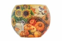 Oval Lighted Glass Vase - Bountiful Harvest - 7 X 4 X 6.5