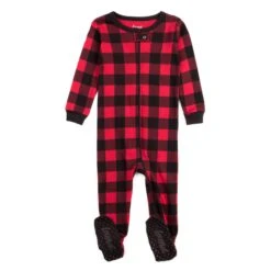 Kids Footed Cotton Pajama Black And Red Plaid - -Christmas Decoration Store o04fmnoutp84jemjuqvj