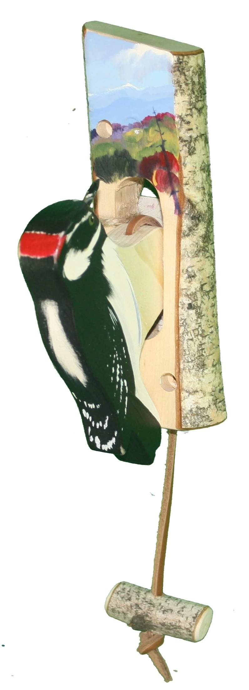 Wooden Bird Door Knockers - Downey Woodpecker 3 Wooden Bird Door Knockers - Downey Woodpecker