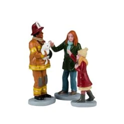 Lemax Fireman To The Rescue - 3 Piece Set