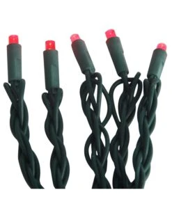 Kurt Adler 100-Light 5mm Red LED Green Wire Light Set