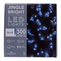 Kurt Adler 300-Light 3MM Blue LED Green Wire Jingle Bright Light Set - 50 Feet Long