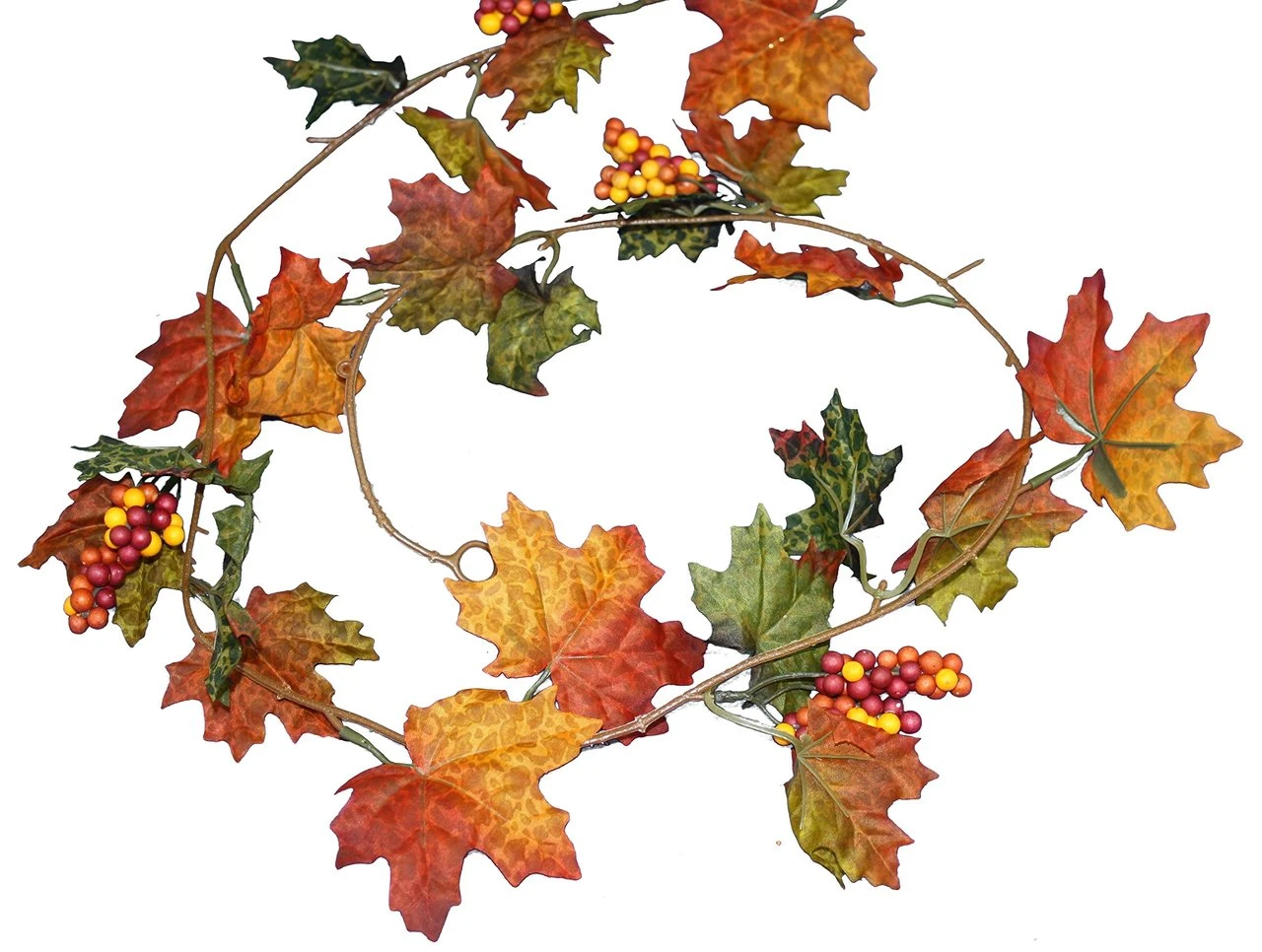 5 Foot Maple Leaves With Berries Garland 3 5 Foot Maple Leaves With Berries Garland