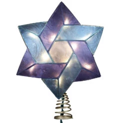 Kurt Adler Star Of David Capiz Treetop - 10 Light - 8.5 Inch