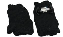 Jeweled Fingerless Gloves - Black
