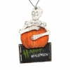 Wooden Halloween Ornament - Skeleton On A Pumpkin