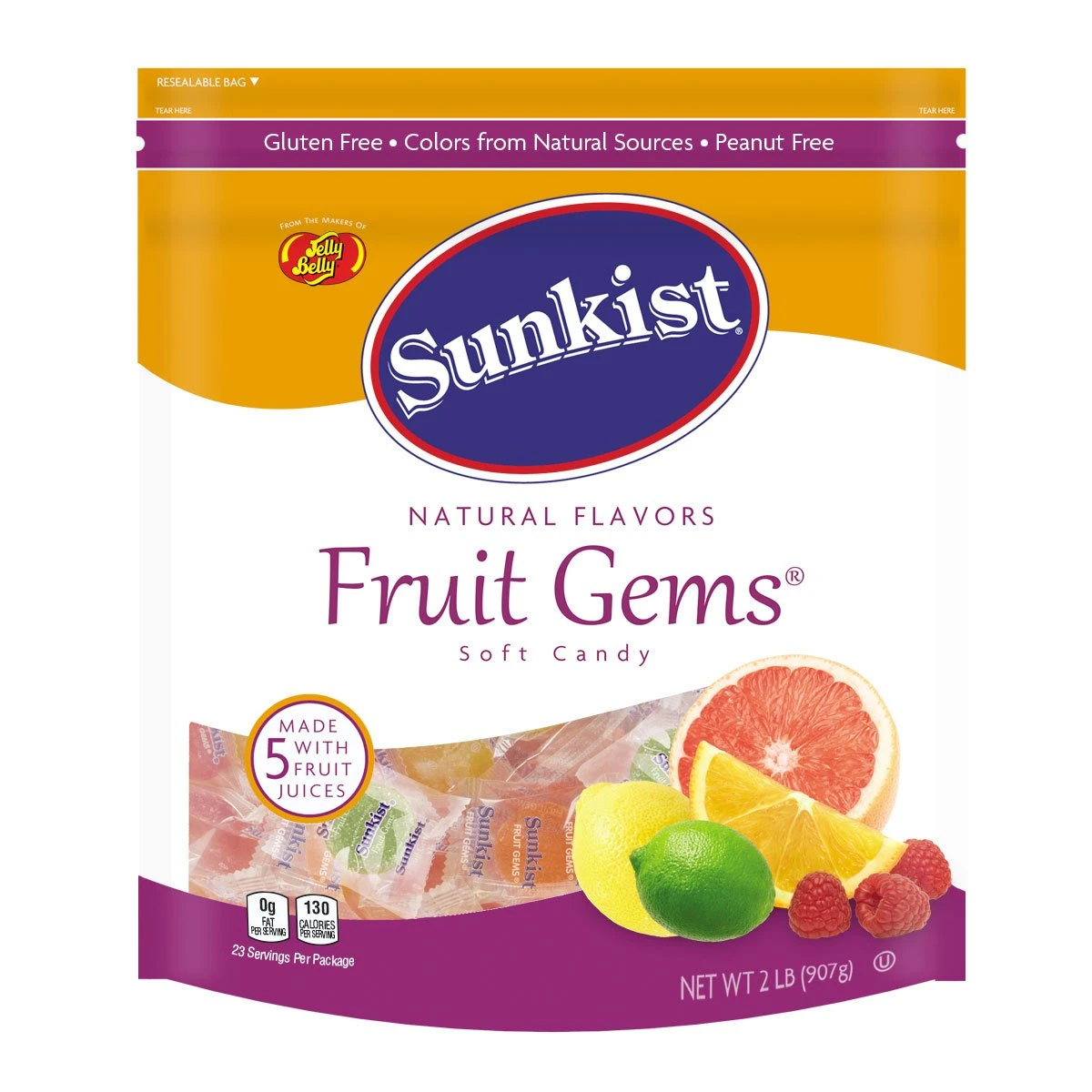 Sunkist Fruit Gems Individually Wrapped - 2 Lb Pouch 3 Sunkist Fruit Gems Individually Wrapped - 2 Lb Pouch